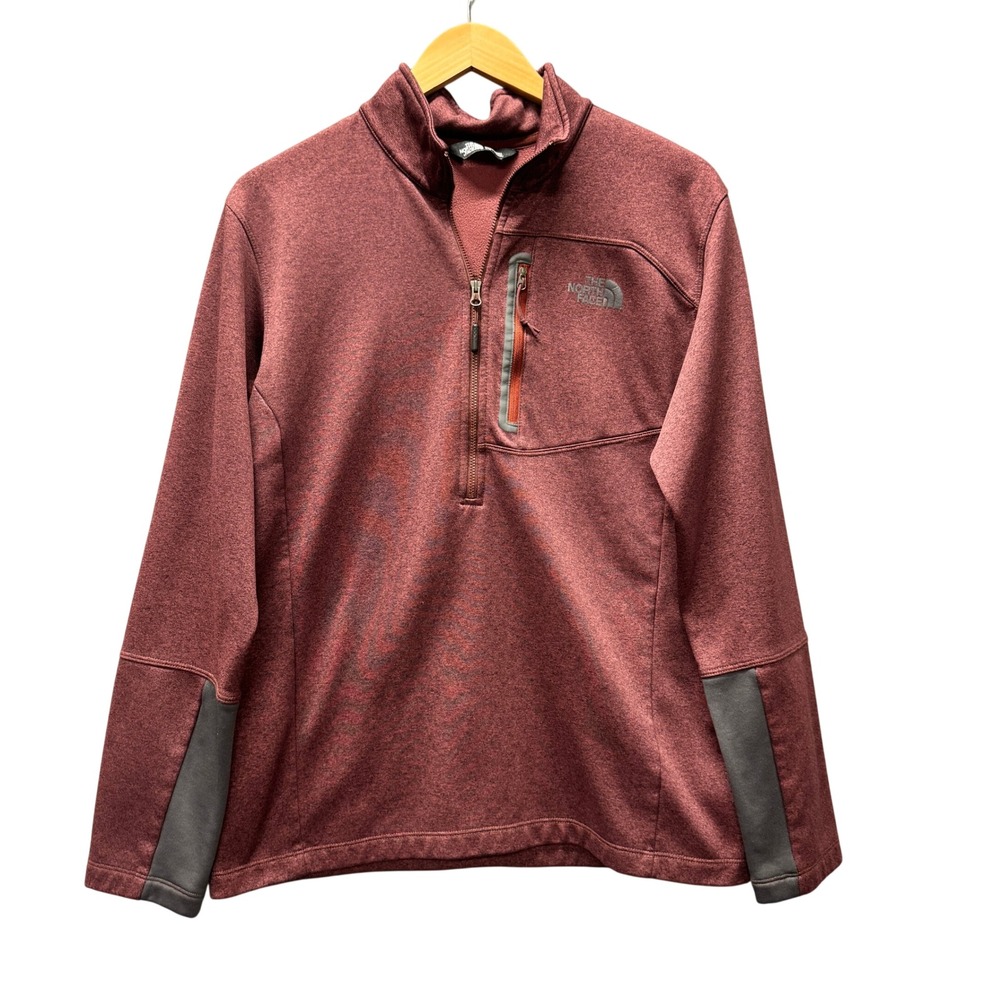 The North Face Pullover Jacket Mens‎ Large 1/2 Zip Fleece Burgundy Activewear